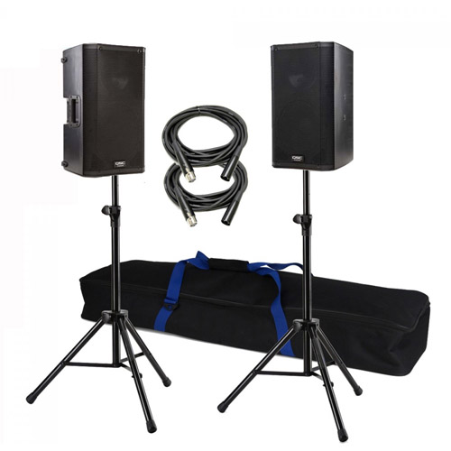 Complete PA system with stands and cables