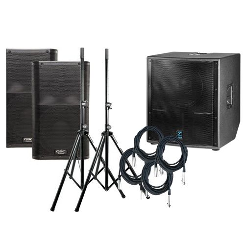 complete PA system with stands, cable and sub